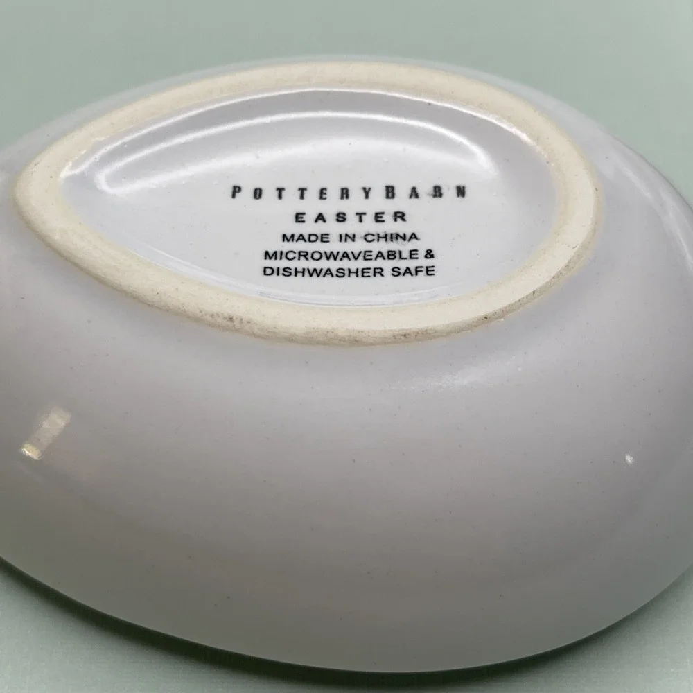 Pottery Barn Bunny Rabbit Bowl Candy Dish Lid White Trinket Box Spring Easter‎